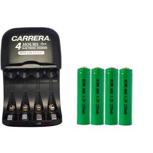 AA / AAA NiMH Smart Slim Travel Charger with USB Plug & 4-Pack AAA NiMH 1200 mAh Batteries