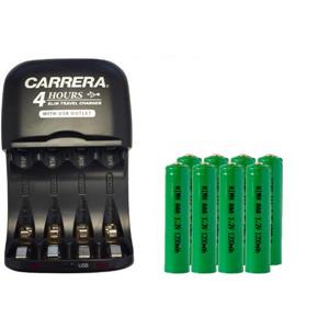 AA / AAA NiMH Smart Slim Travel Charger with USB Plug & 8-Pack AAA NiMH 1200 mAh Batteries