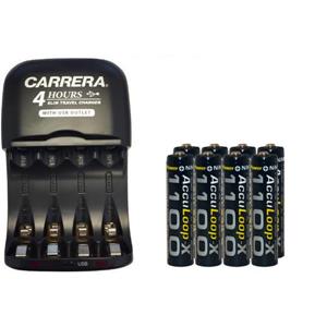 AA / AAA NiMH Smart Slim Travel Charger with USB Plug & 8-Pack AAA Acculoop-X NiMH 1100 mAh Batteries