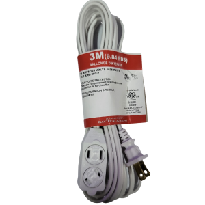 WELLSON 3M ELECTRICAL EXTENSION CORD WITH 3 OUTLETS-10 PACK