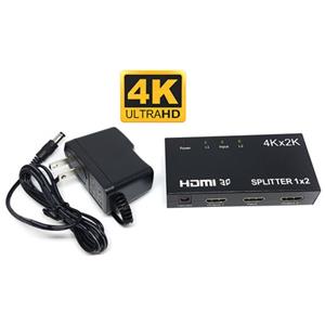 GlobalTone HDMI Active Splitter with 3D, HDCP & 4K Support 1 Input to 2 identical Outputs