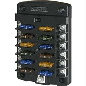 Blue SEa 5034 ST Blade Fuse Block w/out Cover - 12 Circuit w/out Negative Bus
