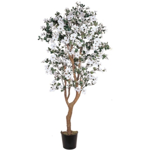 Nearly Natural 60" Dogwood Silk Tree with 1121 Leaves in White/Black