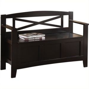 Metro Entry Way Bench with Black finish Solid Wood and Veneer