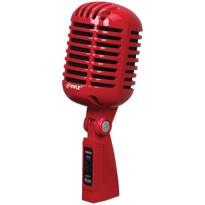 Pyle PYLPDMICR42R Classic Retro-Style Dynamic Vocal Microphone - Red