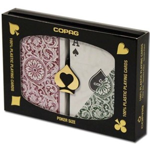 Duopack Copag 100% Plastic -Burg & Green - Poker - Regular Index Board Game - English
