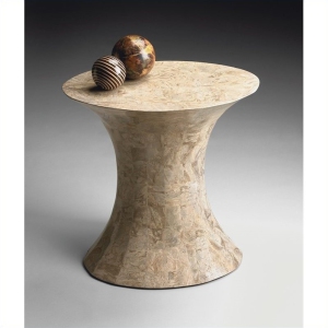 Butler Specialty Company Jaxon Oval Fossil Stone Side Table in Heritage Finish