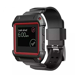 Fitbit Blaze Tracker Protective Case Cover with Silicone Band Black w/ Red Trim