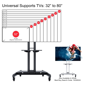 Boost Industries Universal Mobile TV Cart AVC3265ii Stand for 32″-80″. Free Shipping.