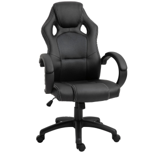 HOMCOM Leather EXECUTIVE Racecar Office Chair - Black/Grey