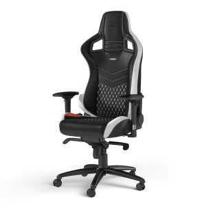 noblechairs EPIC Premium Gaming and Office Chair - Superior Ergonomics, Genuine Real Leather Upholstery, Supports up to 150 kg, Black/Red/White