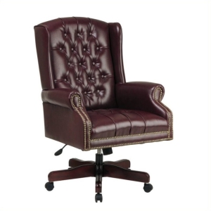 High Back Executive Office Chair in Ox Blood Red Vinyl