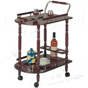 Coaster 2 Tier Serving Cart in Merlot and Brass