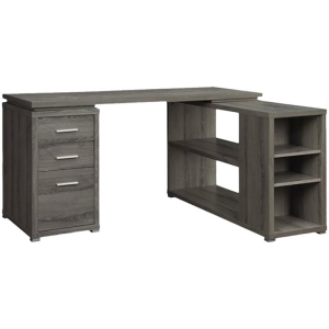 Coaster Yvette L Shape Writing Desk in Weathered Gray and Silver