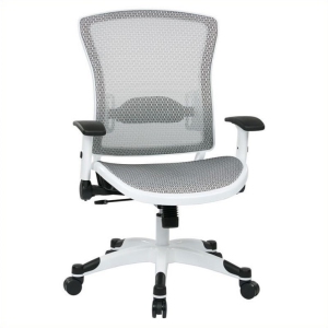 Managers White Office Chair with Padded Mesh Seat