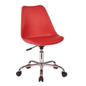 Emerson Red Faux Leather Office Chair with Pneumatic Chrome Base