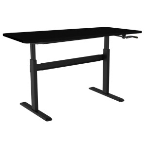 COVENTRY Manual Standing Desk | Sit Stand Desk with Black Frame and Black Table Top | Stand up Desk for Home and Office
