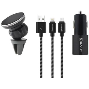 SAMA SA-611 Car Kit - Car Charger 2 in 1 Chraging Cable - Magnatic Stand