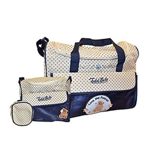 Todd Baby 4pc Food Bag Holder Set Diaper Nappy Changing Stylish Designed Strap Baby-Care Shoulder Bag (Blue)