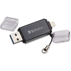 VERBATIM 32 GB ISTORE 'N' GO DUAL USB 3.0 FLASH DRIVE FOR APPLE LIGHTNING DEVICES, GRAPHITE 49300