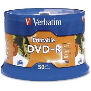 VERBATIM DVD-R 4.7GB 16X WHITE 50PK SP 95137