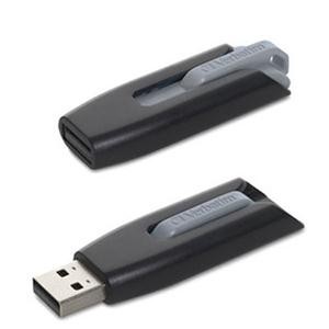 VERBATIM 64GB STORE 'N' GO V3 USB 3.0 FLASH DRIVE, BLACK/GRAY 49174