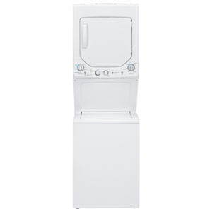 GE 2.6 Cu. Ft. Apartment Size Electric Agitator Washer & Dryer Laundry Centre (GUD24ESMMWW) - White