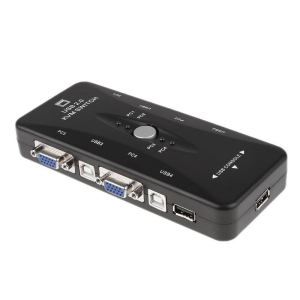 axGear USB 2.0 KVM Switch 4 Port W 4 Set Cable For Mouse Keyboard Monitor Sharing