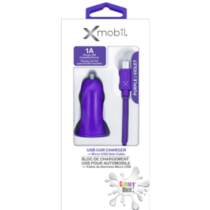 Colour Blast Car Charger 1 Amp w/Micro USB Cable Purple