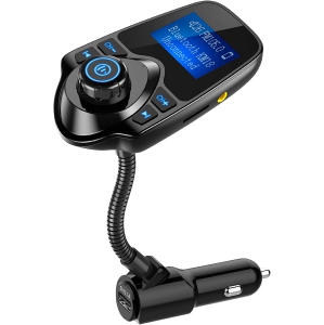 Wireless in-Car Bluetooth FM Transmitter Radio Adapter Car Kit W 1.44 Inch Display Supports TF/SD Card and USB Car Charger for All Smartphones Audio Player
