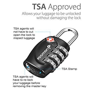Black Fosmon 4 Digit TSA Approved Luggage locks for Suitcases and Baggage 1,2,3,4 Pack