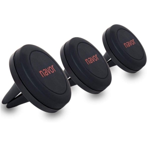 Navor Universal Air Vent Magnetic Car Mount Holder, for Cell Phones and Mini Tablets with Fast Swift-Snap Technology-Black (3 Pack)