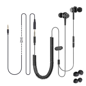 Avantree HF027 Headphones for TV with Long Cord Earbuds, 18FT / 5.5M Extension Cable Earphones Ear Buds for PC, Metal Stereo in-Ear Wired Bass Headset with Spring Coil Wire
