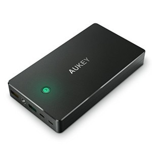 AUKEY 20000mAh Portable Charger with Quick Charge 3.0 Power Bank, Lightning & Micro Input Dual-USB Output Battery Pack for Sam