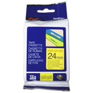 Brother Genuine P-Touch Tape24mmBlack on Yellow (TZE651)