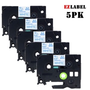5 PK EZlabel TZE233 TZE-233 compatible Blue on White laminated tape for Brother P-Touch printer, 12mm x 8m