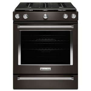 KitchenAid 30" Slide-In Gas Range (KSGG700EBS) - Black Stainless - Open Box - Perfect Condition
