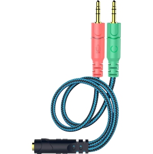 Headphone Splitter Cable for PC, 3.5mm Jack Headset Adapter Convertors for PC 3.5mm Female with Headphone/Microphone Transform to 2 Dual 3.5mm Male for Computer