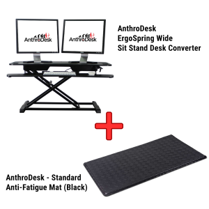 AnthroDesk ErgoSpring Wide Sit Stand Desk Converter with Standing Desk Comfort Mat
