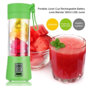 Mini Portable Blender USB Rechargeable Fruit Mixer Juicer 380mL Bottle - Green
