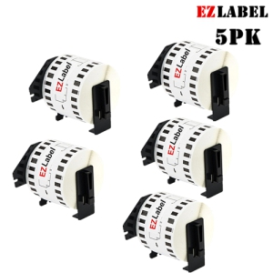 5PK EZLabel DK2205 Compatible Continuous White Tape with Cartridge Holder 2.4" x 100'