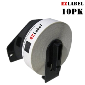 10PK EZLabel DK1203 Die Cut File Folder paper labels 2/3" x 3-7/16" with cartridge holder, 300/roll