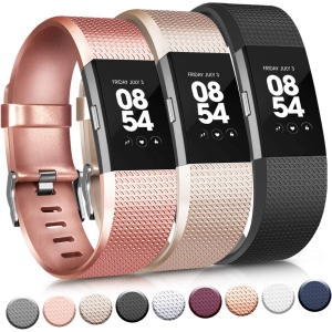 Large Vancle Replacement Bands Compatible for Fitbit Charge 2 Bands, Soft Silicone Accessory Strap for Fitbit Charge 2 Small Large, No Tracker