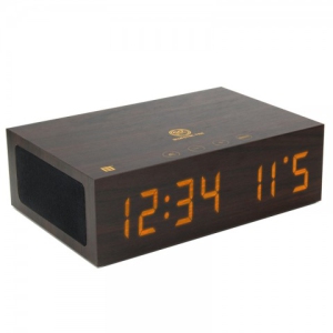 GOgroove BlueSYNC TYM Real Wood Bluetooth Speaker & Alarm Clock with NFC Pairing