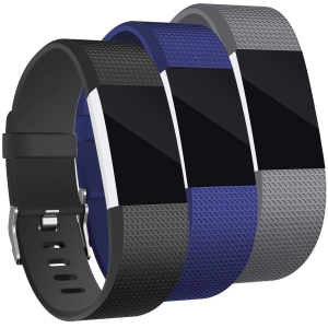 3Pack Compatible Fitbit Charge 2 Band, Soft TPU Replacement Bands Fitness Sport Strap, Small (First 2 Images = COLORS)
