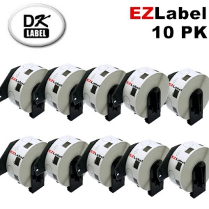10 PK Compatible Brother DK1218 Multi-Purpose Round Die Cut Label 0.94" With Own Cartridge Holder
