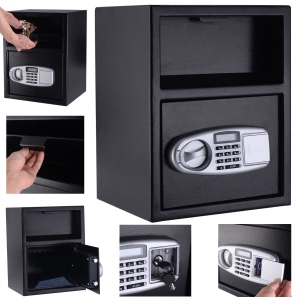 Costway Digital Safe Box Depository Drop Deposit Front Load Cash Vault Lock Jewelry