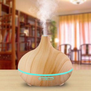 Dk Brown Aroma Essential Oil Diffuser, 300ml Ultrasonic Cool Mist Humidifier with Color LED Lights Changing