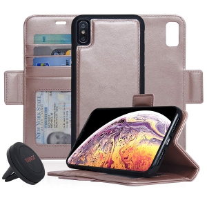 Navor Universal Car Mount and Detachable Magnetic Wallet Case for iPhone Xs Max 6.5''