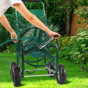 Goplus Garden Hose Reel Cart, Heavy Duty Water Planting Cart w/Non-Slip  Crank Handle, 4